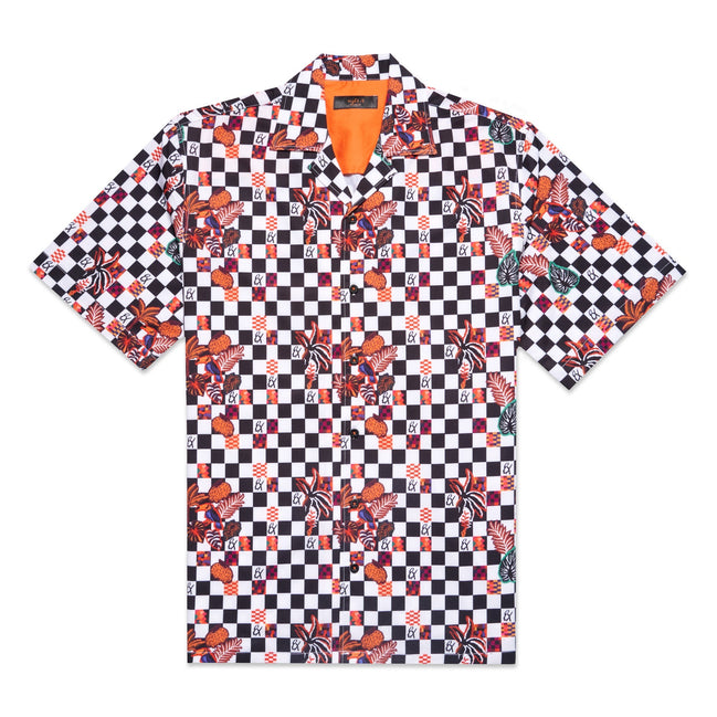 Checkered Plants Short Sleeve Button Up Shirt Short Sleeve Shirts Eight-X MULTI S
