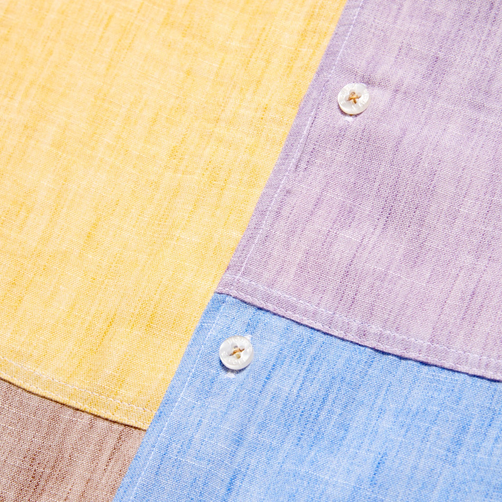 Color Panel Short Sleeve Button Up Shirt Short Sleeve Shirts Eight-X