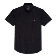 Sheer Black Houndstooth Short Sleeve Button Up Shirt Short Sleeve Shirts Eight-X