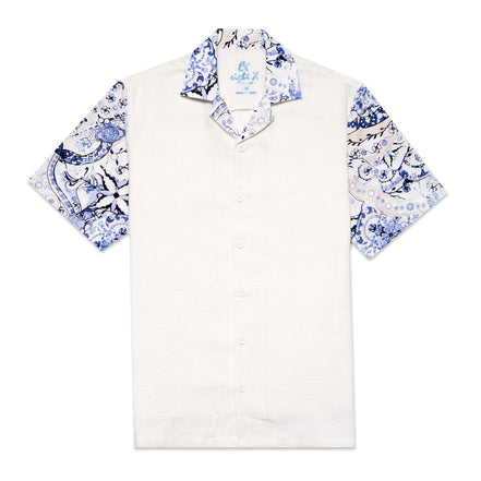 Azure Tapestry Short Sleeve Shirt + Shorts Matching Set Sets Eight-X WHITE S