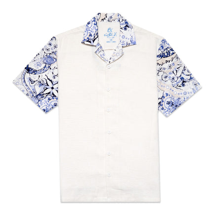 Azure Tapestry Short Sleeve Shirt + Shorts Matching Set Sets Eight-X WHITE S
