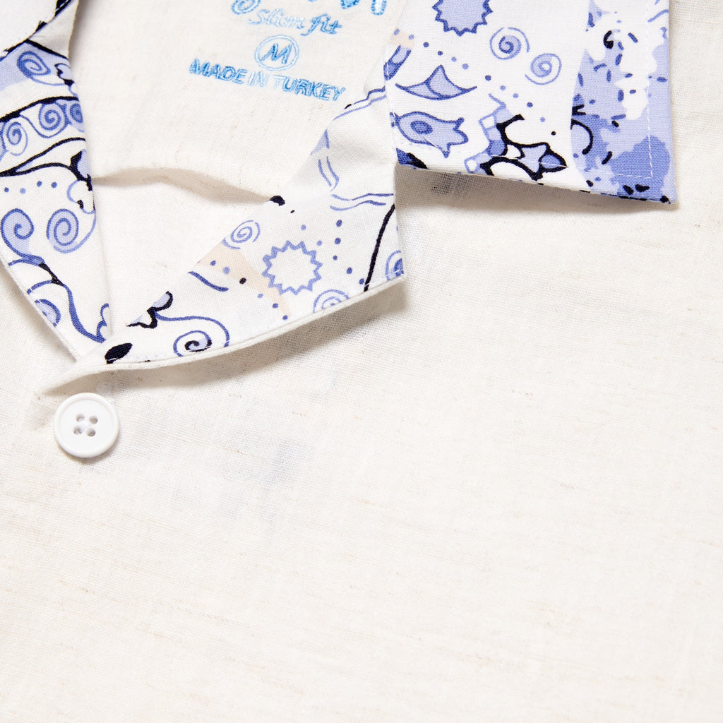 Azure Tapestry Short Sleeve Shirt + Shorts Matching Set Sets Eight-X