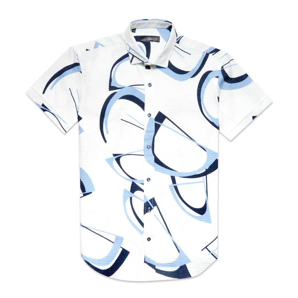 Sleek and Sharp Short Sleeve Shirt + Shorts Matching Set Sets Eight-X WHITE S