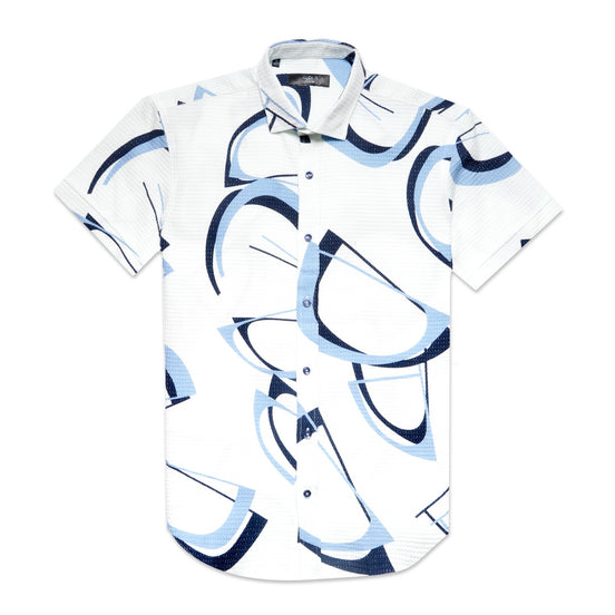 Sleek and Sharp Short Sleeve Shirt + Shorts Matching Set Sets Eight-X WHITE S