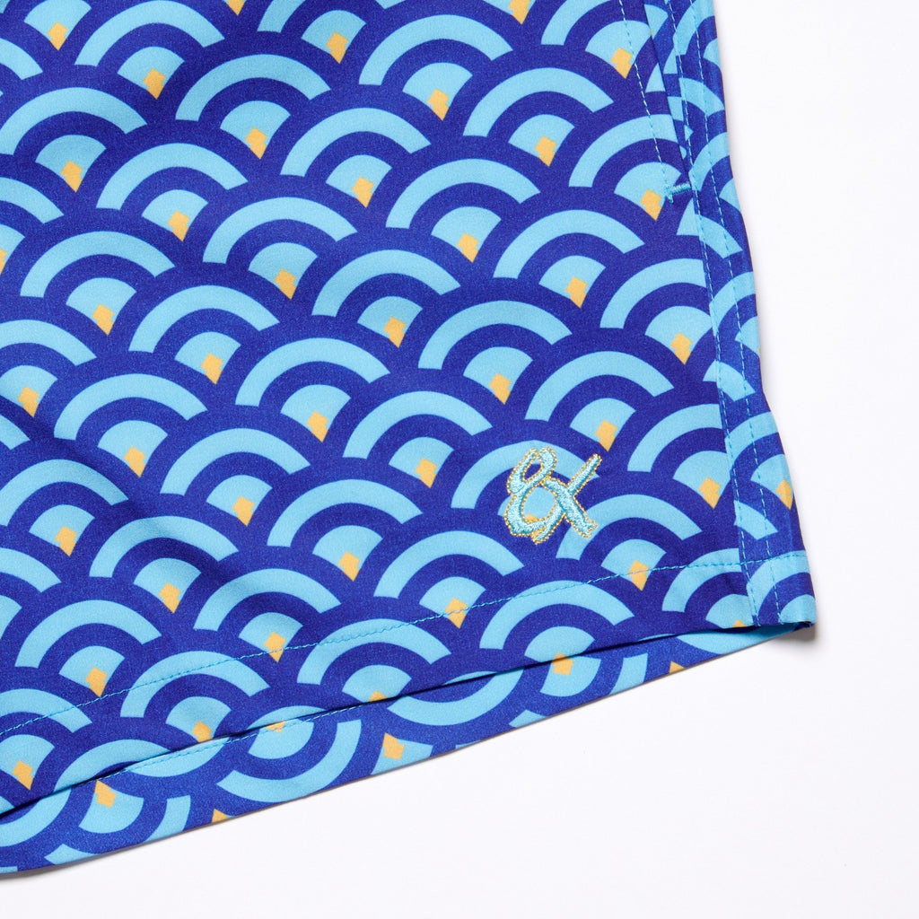 Blue Scale Swim Trunks Swim Wear Eight-X