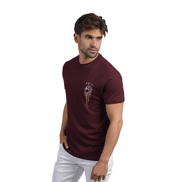Contents Under Pressure Graphic T-Shirt - Burgundy T-Shirts Eight-X RED S