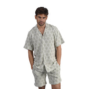 On The Fence Short Sleeve Shirt + Shorts Matching Set Sets Eight-X