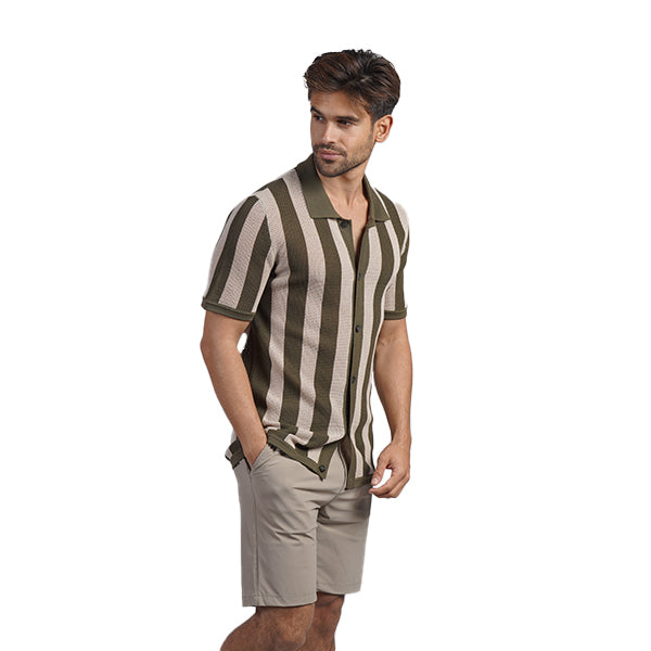 Beachside Crochet Button Up Shirt - Desert Moss Button Down Shirts Eight-X