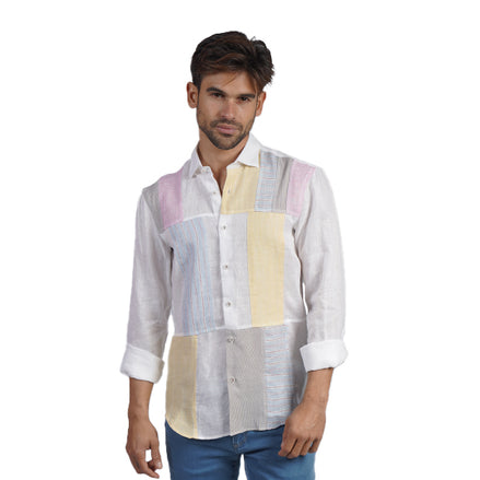 Patchwork Harmony Button Up Shirt Button Down Shirts Eight-X