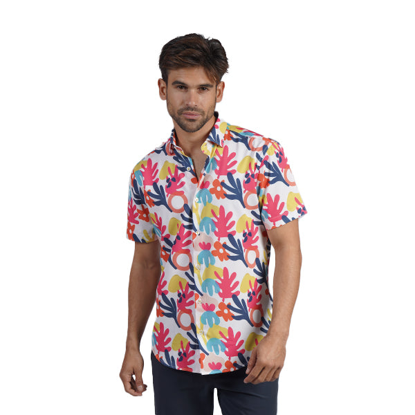 Friendly Palms Short Sleeve Button Up Shirt Short Sleeve Shirts Eight-X