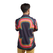 Four Leaf Short Sleeve Button Up Shirt - Navy Short Sleeve Shirts Eight-X