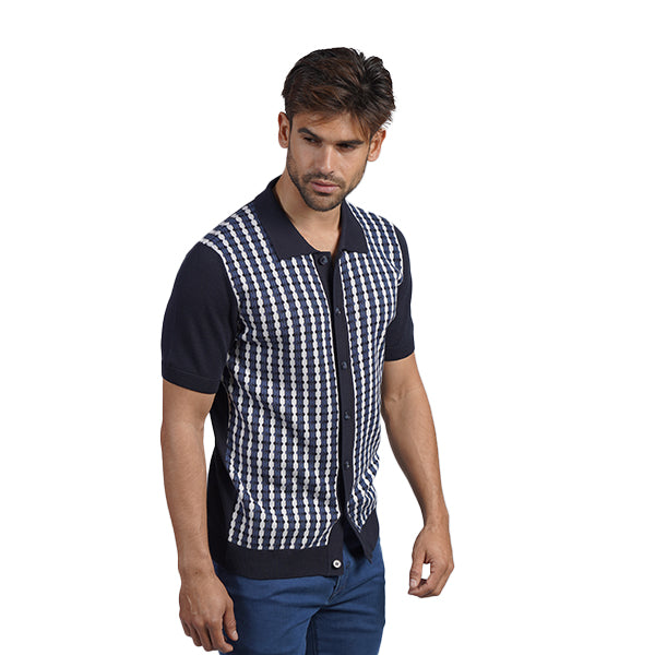 Midnight Mosaic Knit Polo Shirt Button Down Shirts Eight-X