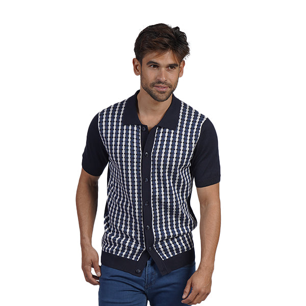 Midnight Mosaic Knit Polo Shirt Button Down Shirts Eight-X