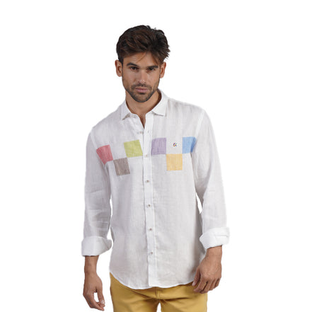 Minos Button Up Shirt - White/Multicolor Button Down Shirts Eight-X