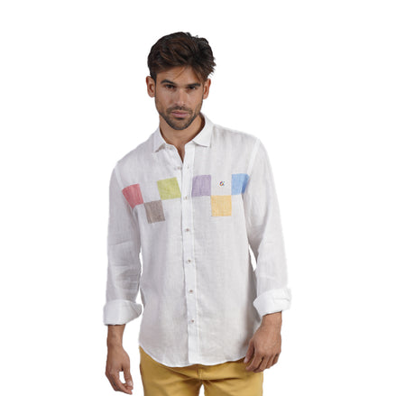 Minos Button Up Shirt - White/Multicolor Button Down Shirts Eight-X