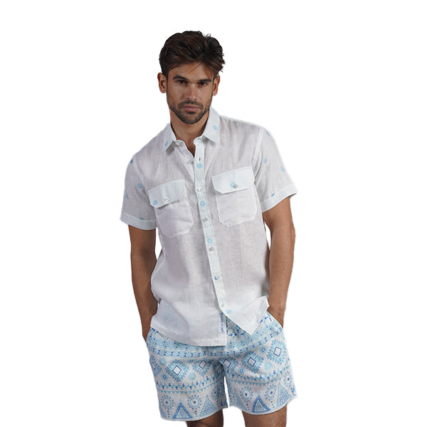 Blue Heat Short Sleeve Shirt + Shorts Matching Set Sets Eight-X