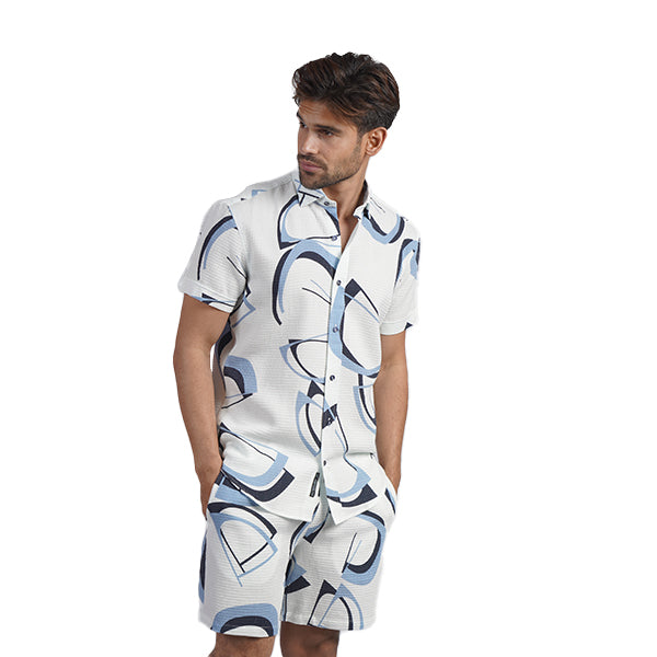 Sleek and Sharp Short Sleeve Shirt + Shorts Matching Set Sets Eight-X