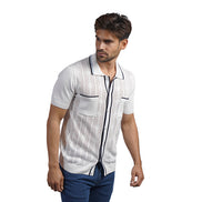 The Chandler Knit Polo Shirt - White Button Down Shirts Eight-X
