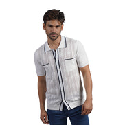 The Chandler Knit Polo Shirt - White Button Down Shirts Eight-X