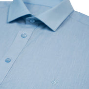 100% Linen Button Long Sleeve Button Down Shirt - Light Blue Eight-X