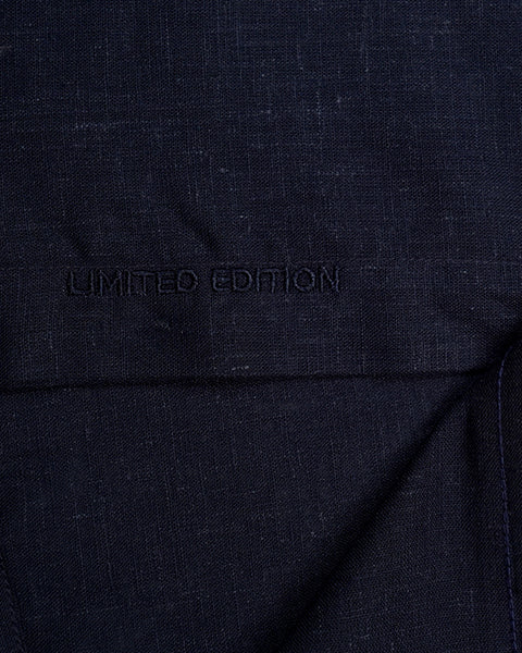100% Linen Button Long Sleeve Button Down Shirt - Navy Eight-X