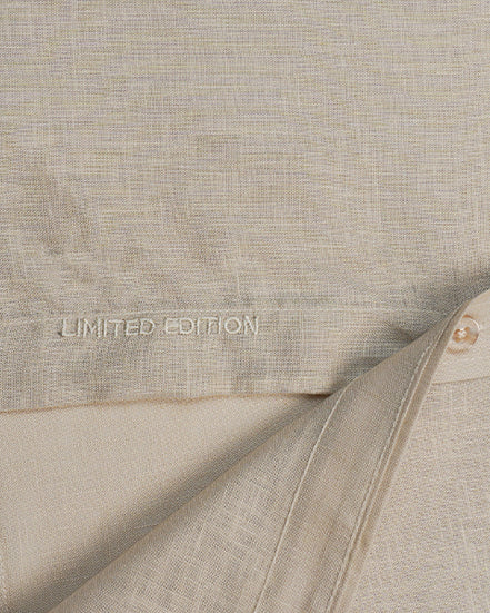 100% Linen Button Short Sleeve Button Down Shirt - Beige Eight-X
