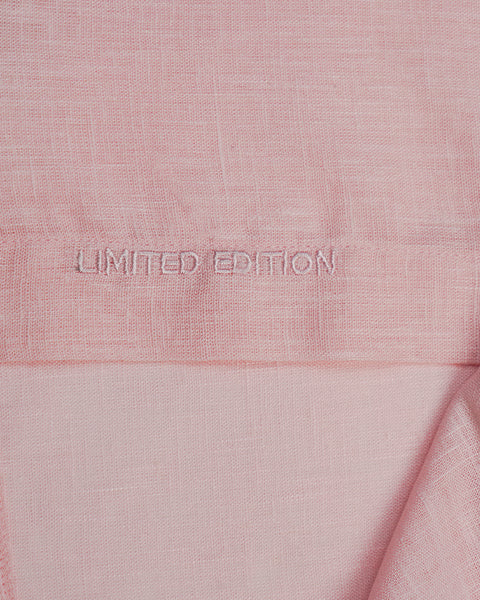 100% Linen Button Short Sleeve Button Down Shirt - Pink Eight-X