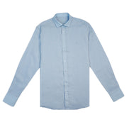 100% Linen Button Long Sleeve Button Down Shirt - Light Blue Eight-X