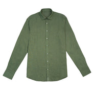 100% Linen Button Long Sleeve Button Down Shirt - Green Eight-X