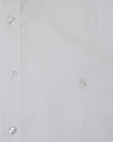 Classic Linen Long Sleeve Button Down Shirt - White Eight-X