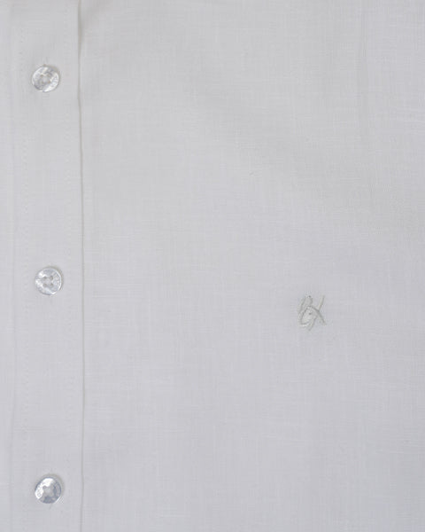 Classic Linen Long Sleeve Button Down Shirt - White Eight-X