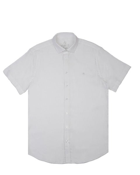 Classic Linen Short Sleeve Button Down Shirt - White Eight-X
