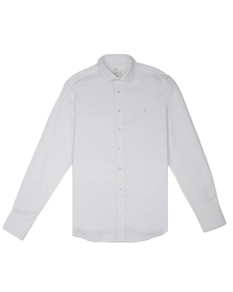Classic Linen Long Sleeve Button Down Shirt - White Eight-X