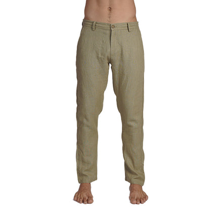 100% Linen Slim Fit Pants - Olive Linen Eight-X olive 29