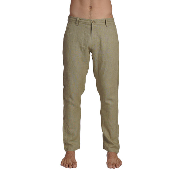 100% Linen Slim Fit Pants - Olive Linen Eight-X olive 29