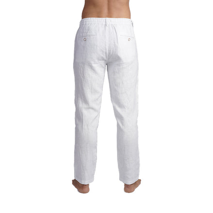 100% Linen Slim Fit Pants - White Linen Eight-X