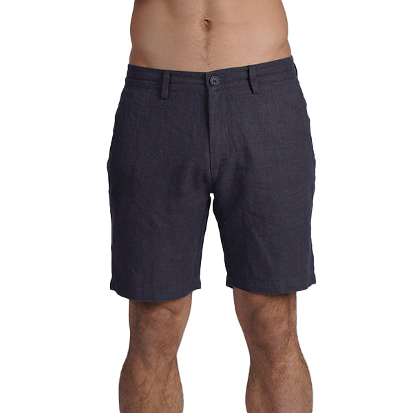 100% Linen Slim Fit Shorts - Navy Shorts Eight-X NAVY 29