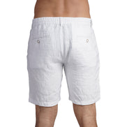 100% Linen Slim Fit Shorts - White Linen Eight-X