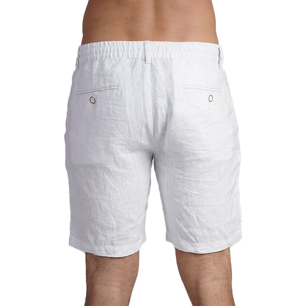 100% Linen Slim Fit Shorts - White Shorts Eight-X