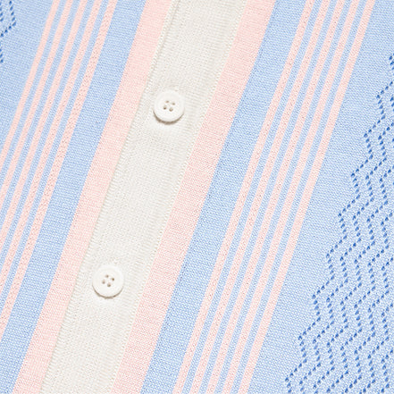 The Linear Knit Polo Shirt - Light Blue Button Down Shirts Eight-X