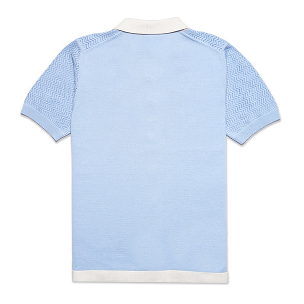 The Linear Knit Polo Shirt - Light Blue Button Down Shirts Eight-X
