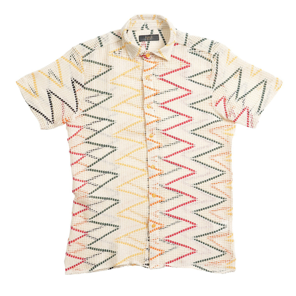 Stitch Glitch Button Down Shirt Button Down Shirts Eight-X BEIGE S