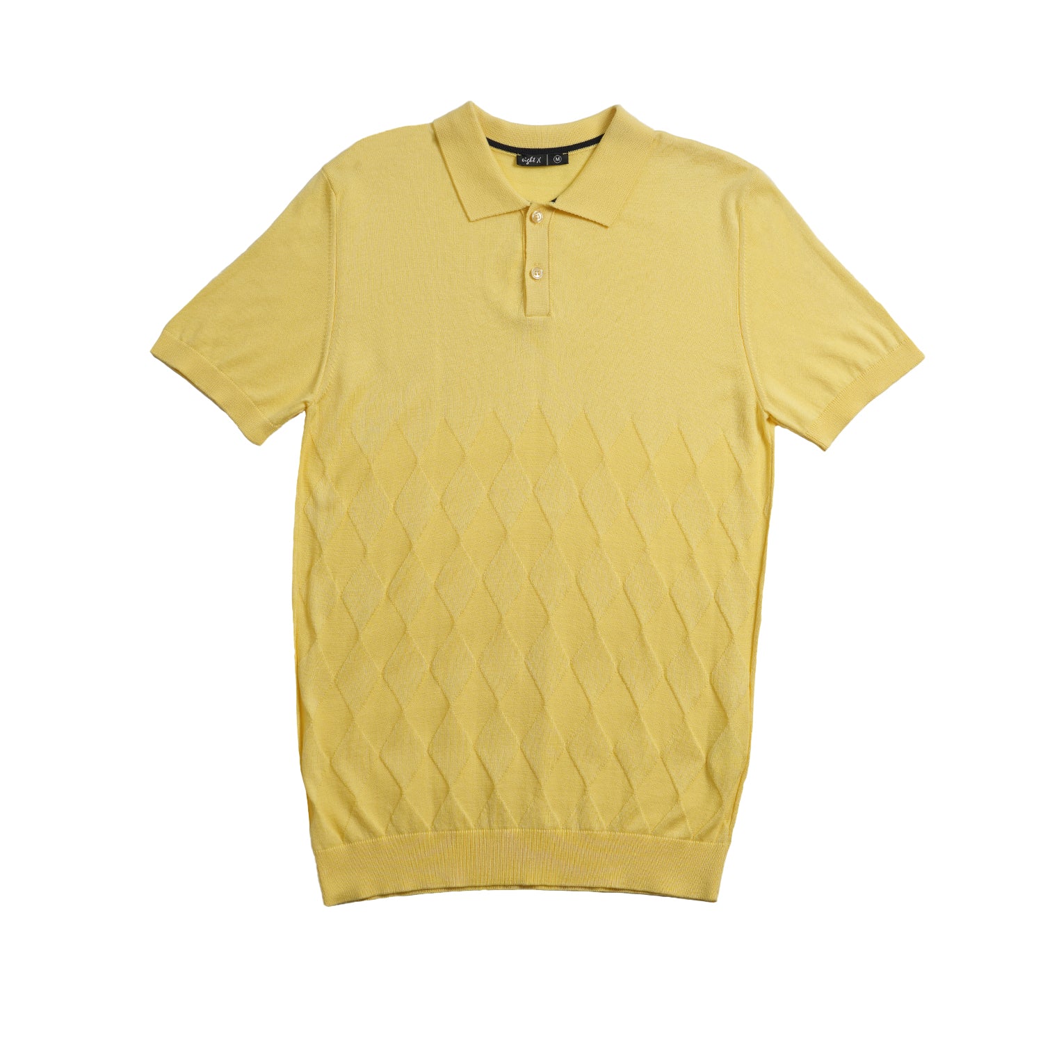 Argyle Solid Knit Polo - Yellow Polos Eight-X