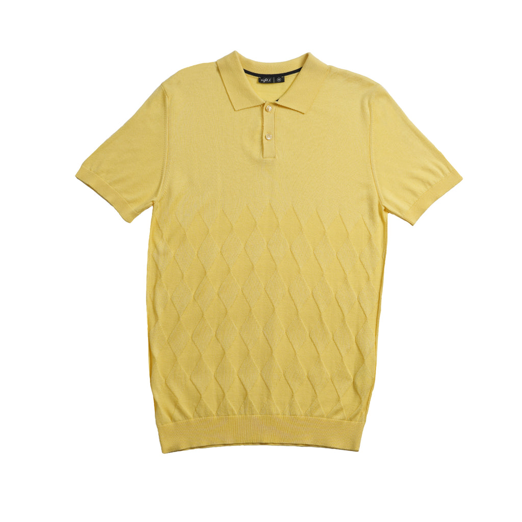Argyle Solid Knit Polo - Yellow Polos Eight-X