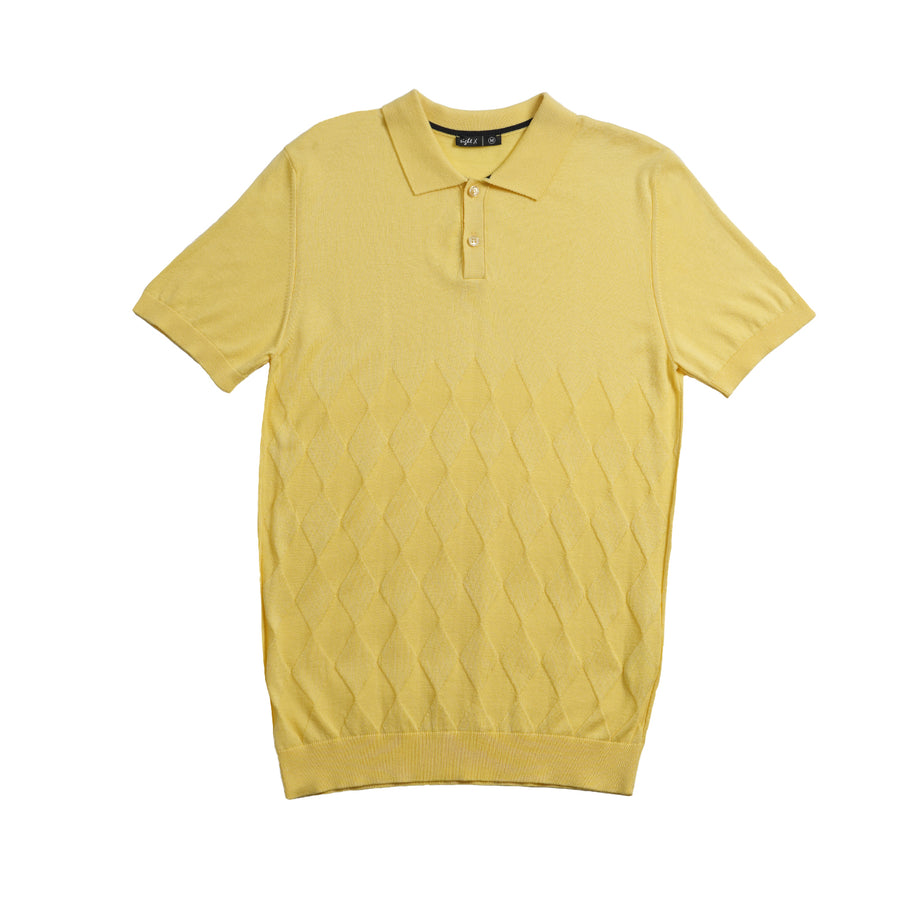 Argyle Solid Knit Polo - Yellow – Eight-X