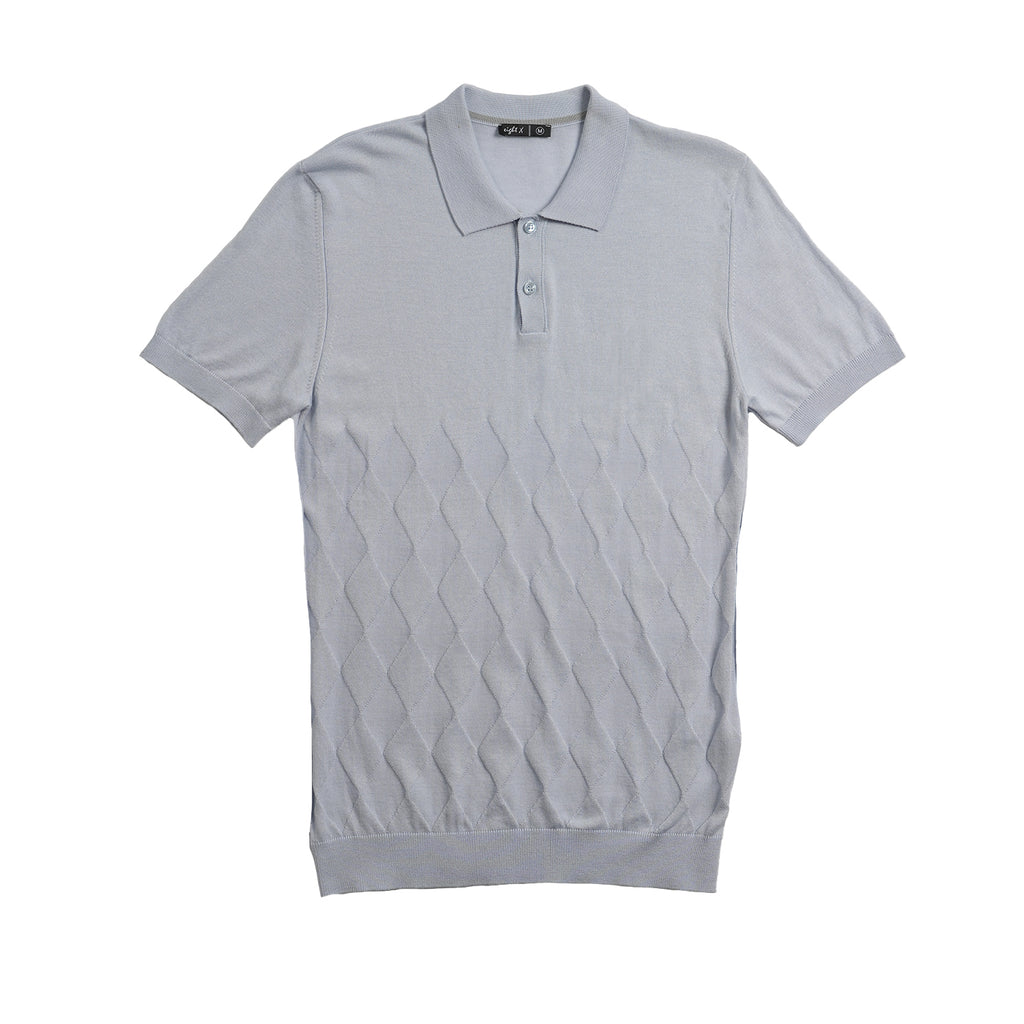 Argyle Solid Knit Polo - Light Blue Polos Eight-X