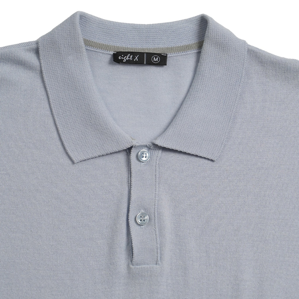 Argyle Solid Knit Polo - Light Blue Polos Eight-X