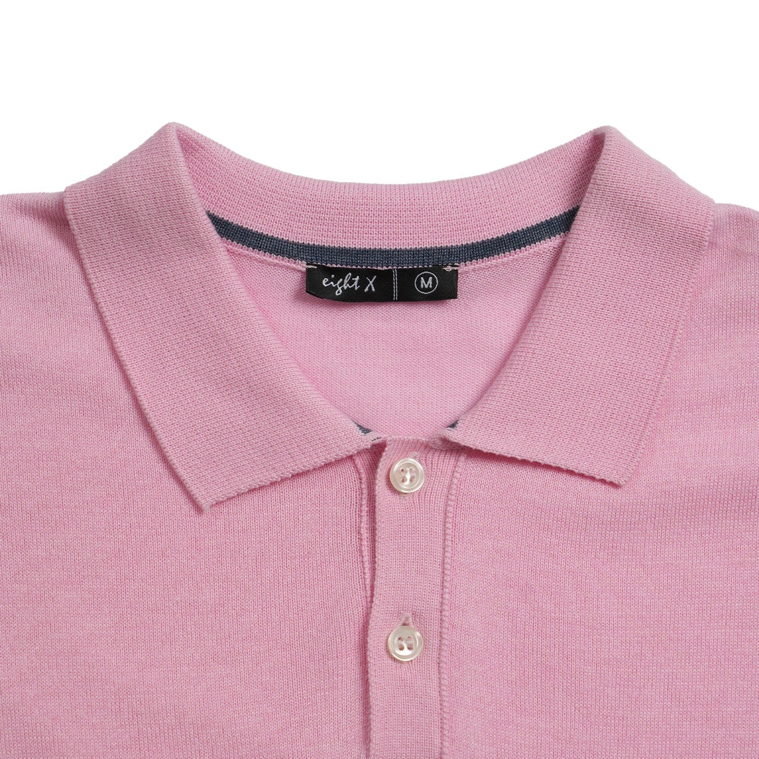 Argyle Solid Knit Polo - Pink Polos Eight-X