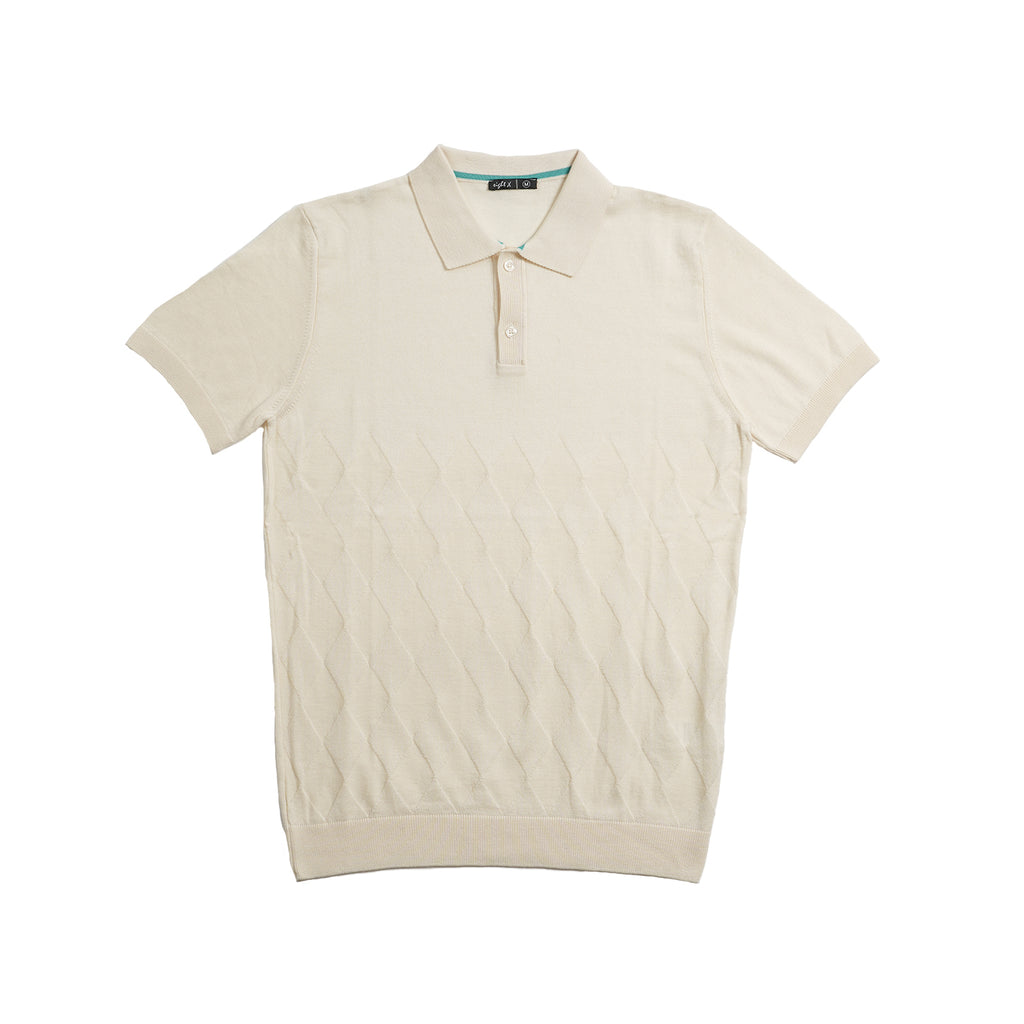 Argyle Knit Polo - Beige Polos Eight-X