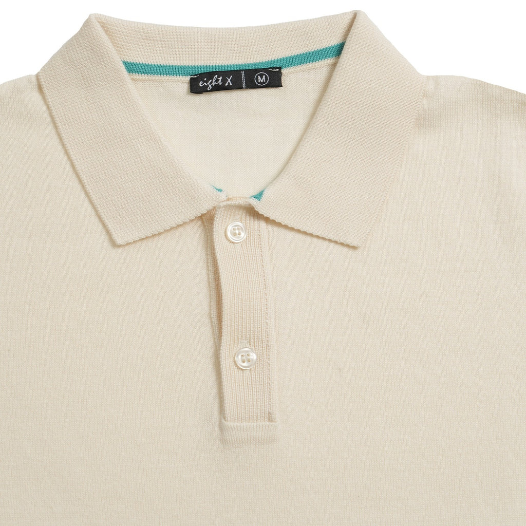 Argyle Knit Polo - Beige Polos Eight-X
